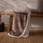 Plain Brown Throws - Lux Sherpa Fleece Throw Mocha Essentials