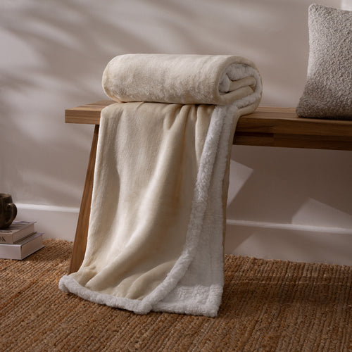 Plain Beige Throws - Lux Sherpa Fleece Throw Natural Essentials