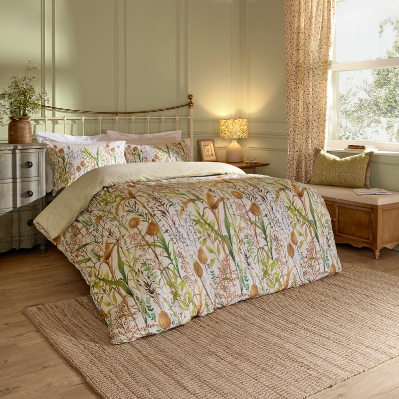 Floral Orange Bedding - Lydiard 100% Cotton Reversible Duvet Cover Set Multicolour Voyage Maison