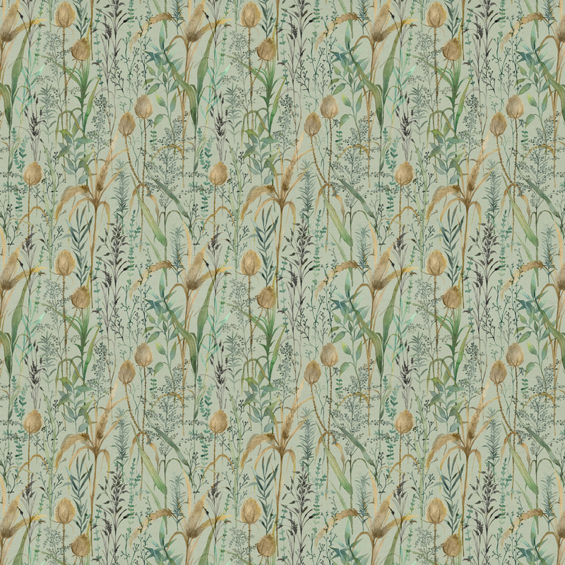 Floral Green Fabric - Lydiard Printed Cotton Fabric (By The Metre) Sky Voyage Maison