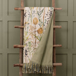 Floral Green Throws - Lydiard Printed Fringe Throw Linen Voyage Maison