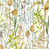 Floral Green Wallpaper - Lydiard  1.4m Wide Width Wallpaper (By The Metre) Linen Voyage Maison