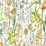 Floral Green Wallpaper - Lydiard  1.4m Wide Width Wallpaper (By The Metre) Linen Voyage Maison