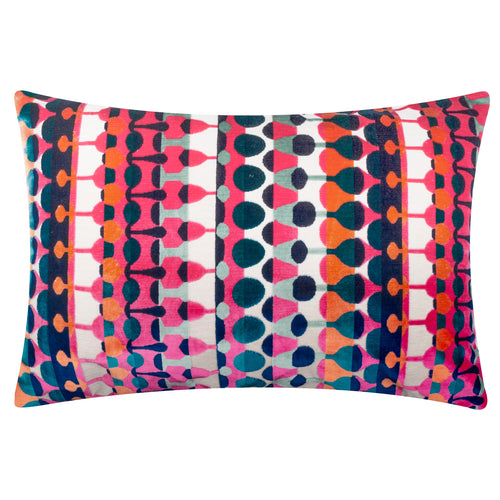 Geometric Multi Cushions - Metro Abstract Velvet Jacquard Feather Filled Cushion Multicolour Furn