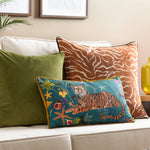 Animal Multi Cushions - Madagascan Tiger  Piped Velvet Cushion Cover Multicolour Wylder