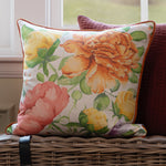 Floral Orange Cushions - Maisie Printed Piped Cushion Cover Sand Voyage Maison