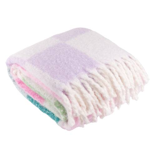 Check Multi Throws - Maisie Checked Tasselled Throw Aqua Blossom Furn