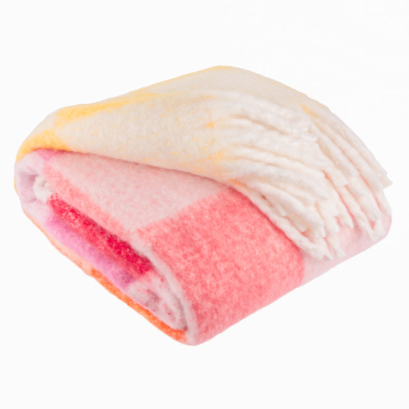 Check Multi Throws - Maisie Checked Tasselled Throw Citrus Blush Furn