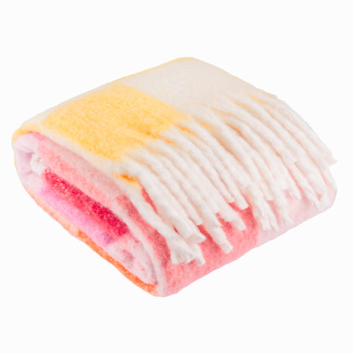 Check Multi Throws - Maisie Checked Tasselled Throw Citrus Blush Furn