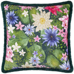 Floral Green Cushions - Marjoelle Flowers  Printed Velvet Cushion Cover Multicolour Paoletti