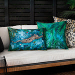 Geometric Blue Cushions - Majorelle Leopard Outdoor Piped Cushion Cover Azure Paoletti