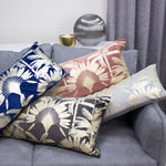 Paoletti Malaysian Palm Foil Printed Cushion Cover in Mink