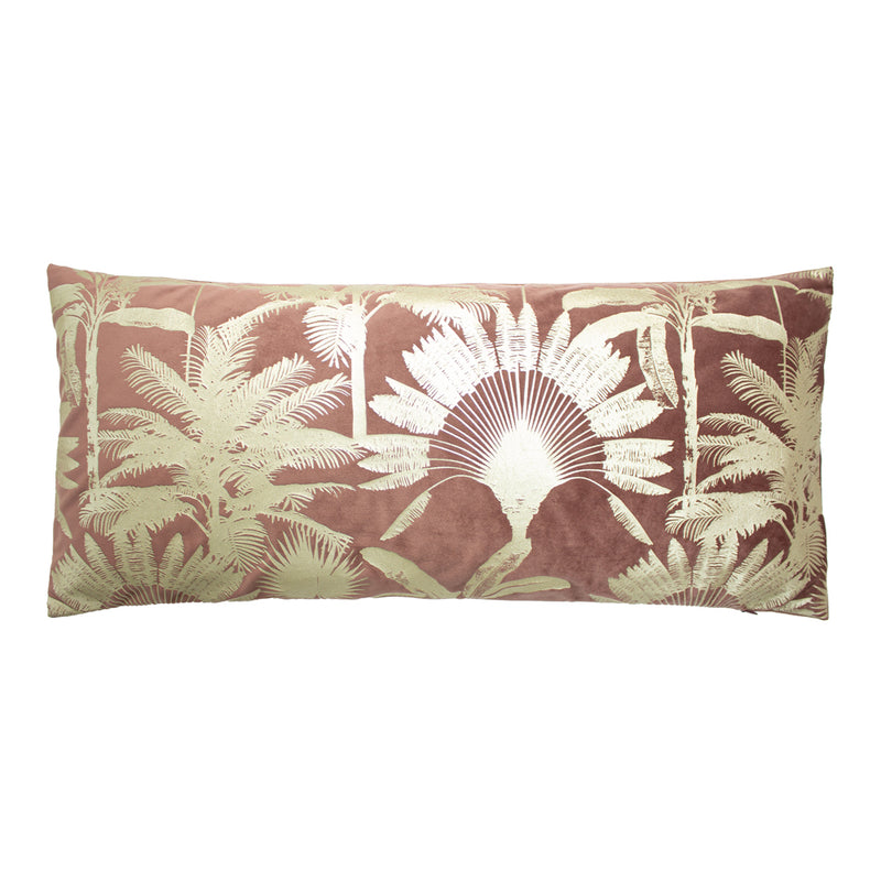 Paoletti Malaysian Palm Foil Printed Cushion Cover in Rose