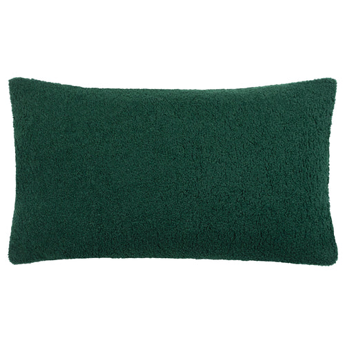 Plain Green Cushions - Malham Fleece Rectangular Cushion Cover Emerald Furn