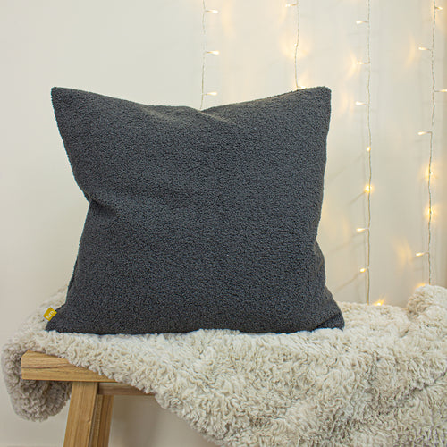 furn. Malham Fleece Square Cushion Cover in Granite