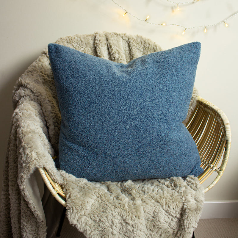 furn. Malham Fleece Square Cushion Cover in Wedgewood