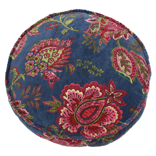 Paoletti Malisa Paisley Round Cushion Cover in Smoke Blue