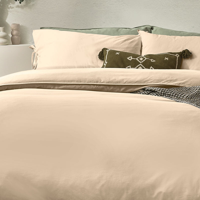 Yard Mallow Bow Tie Duvet Cover Set in Linen