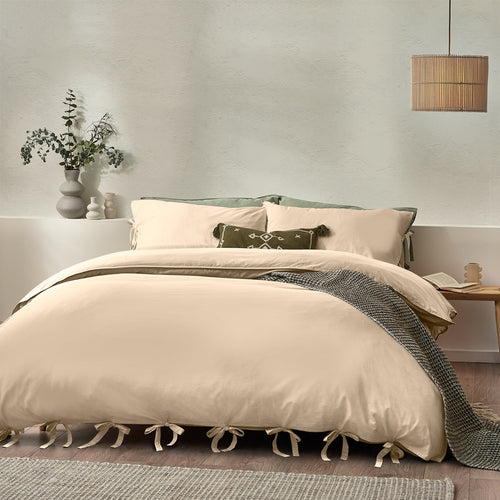 Yard Mallow Bow Tie Duvet Cover Set in Linen