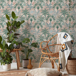 furn. Malaysian Wallpaper in Blush/Green