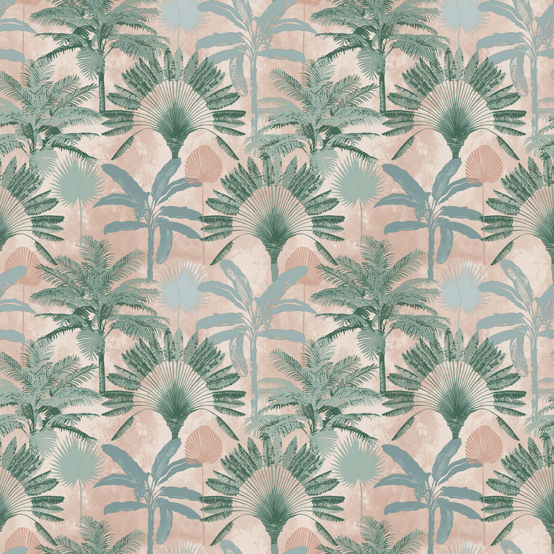 furn. Malaysian Wallpaper in Blush/Green