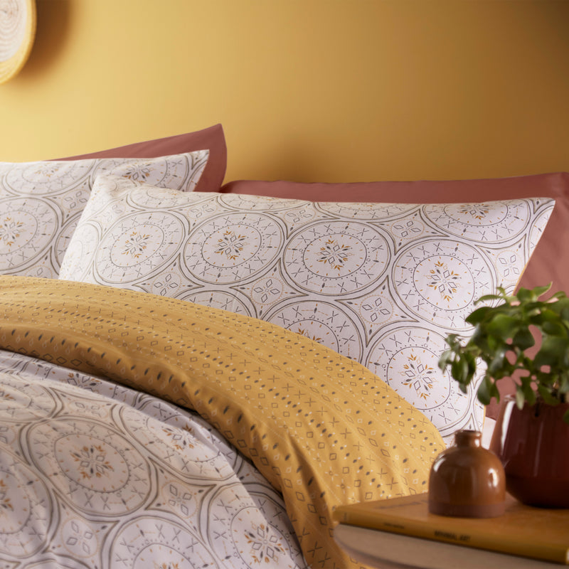 Global Grey Bedding - Mandala  Tribal Duvet Cover Set Grey Furn