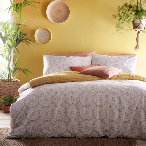 Global Grey Bedding - Mandala  Tribal Duvet Cover Set Grey Furn