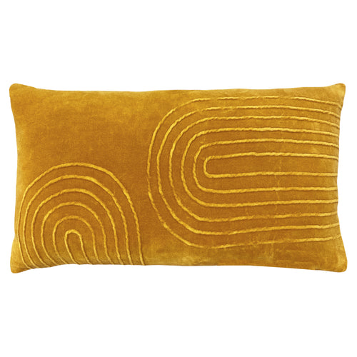 Plain Yellow Cushions - Mangata Soft Velvet Cushion Cover Ochre Furn
