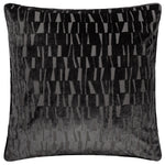 Geometric Black Cushions - Manhattan Velvet Cushion Cover Charcoal Paoletti