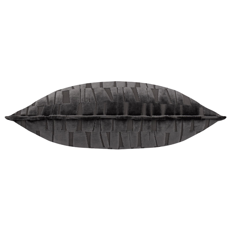 Geometric Black Cushions - Manhattan Velvet Cushion Cover Charcoal Paoletti