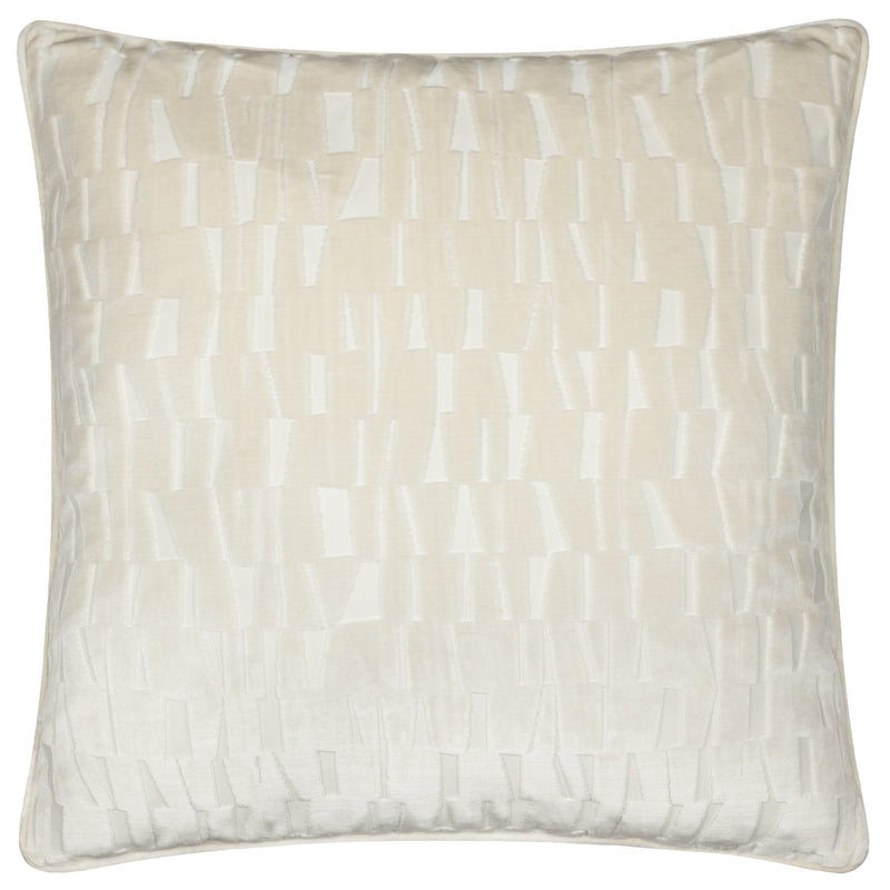 Geometric Cream Cushions - Manhattan Velvet Cushion Cover Ivory Paoletti
