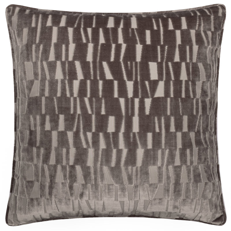 Geometric Brown Cushions - Manhattan Velvet Cushion Cover Mink Paoletti