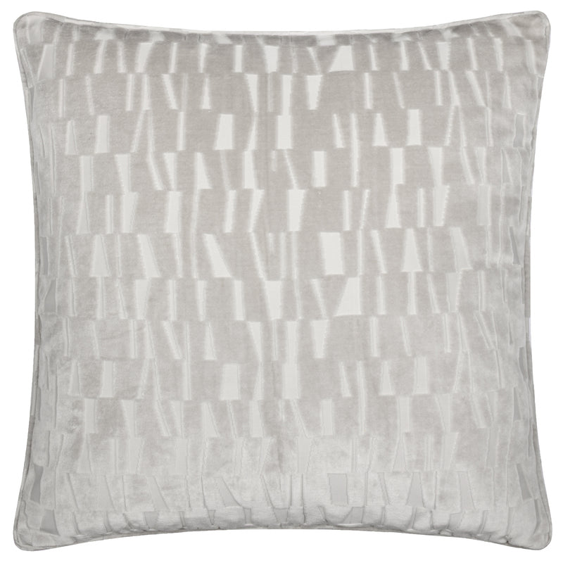 Geometric Grey Cushions - Manhattan Velvet Cushion Cover Silver Paoletti
