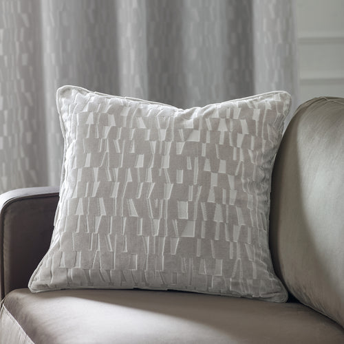 Geometric Grey Cushions - Manhattan Velvet Cushion Cover Silver Paoletti