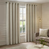 Geometric Cream Curtains - Manhattan Velvet Room Darkening Eyelet Curtains Ivory Paoletti