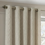 Geometric Cream Curtains - Manhattan Velvet Room Darkening Eyelet Curtains Ivory Paoletti
