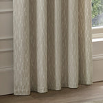Geometric Cream Curtains - Manhattan Velvet Room Darkening Eyelet Curtains Ivory Paoletti