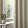 Geometric Cream Curtains - Manhattan Velvet Room Darkening Eyelet Curtains Ivory Paoletti