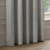 Geometric Grey Curtains - Manhattan Velvet Room Darkening Eyelet Curtains Silver Paoletti