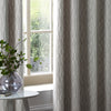 Geometric Grey Curtains - Manhattan Velvet Room Darkening Eyelet Curtains Silver Paoletti