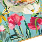 Floral Blue Cushions - Marais Bird Meadow Printed Chenille Cushion Cover Multicolour Wylder Nature