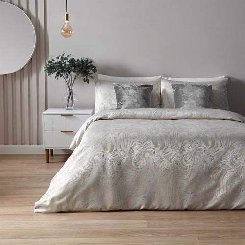 Paoletti Marble Jacquard Duvet Cover Set in Oyster