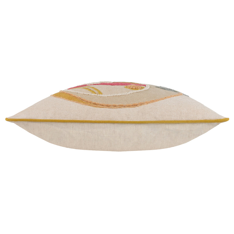 furn. Margo Embroidered Piped Cushion Cover in Latte