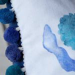 Abstract Blue Cushions - Mariani Printed Pom Pom Feather Filled Cushion Cobalt Voyage Maison