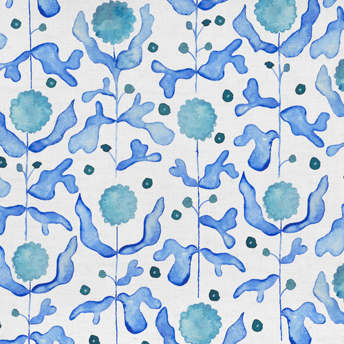 Floral Blue Fabric - Mariani Printed Cotton Fabric (By The Metre) Cobalt Voyage Maison