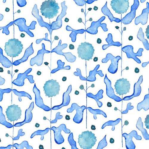 Abstract Blue Wallpaper - Mariani  1.4m Wide Width Wallpaper (By The Metre) Cobalt Voyage Maison