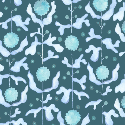 Abstract Blue Wallpaper - Mariani  1.4m Wide Width Wallpaper (By The Metre) Teal Voyage Maison