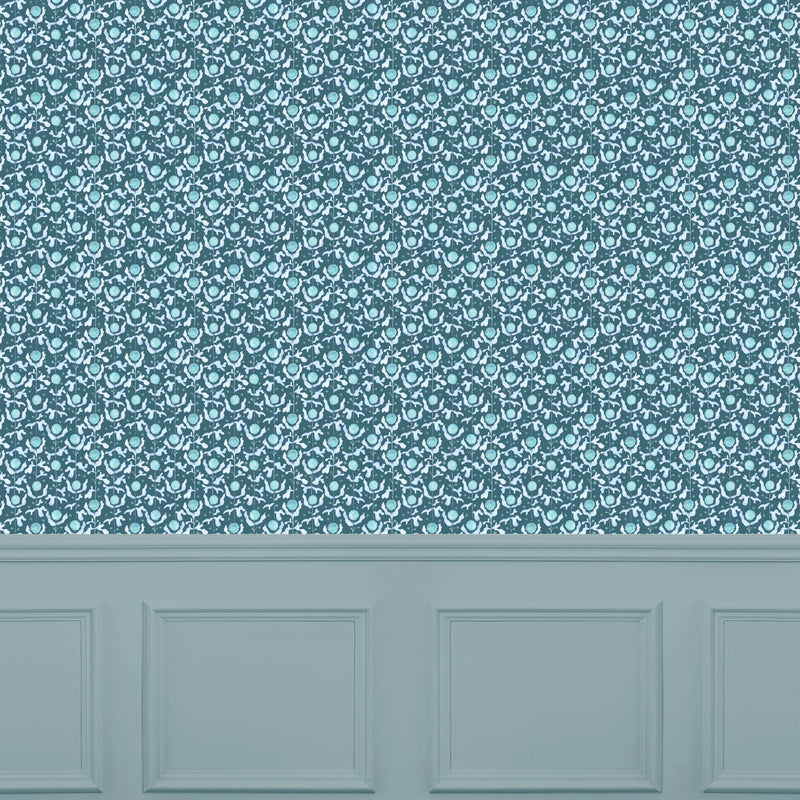 Abstract Blue Wallpaper - Mariani  1.4m Wide Width Wallpaper (By The Metre) Teal Voyage Maison