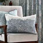 Floral Blue Cushions - Marigold Embroidered Cushion Cover Indigo Morris & Co