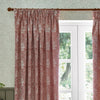 Floral Red Curtains - Marigold Floral Jacquard Pencil Pleat Curtains Russet Morris & Co